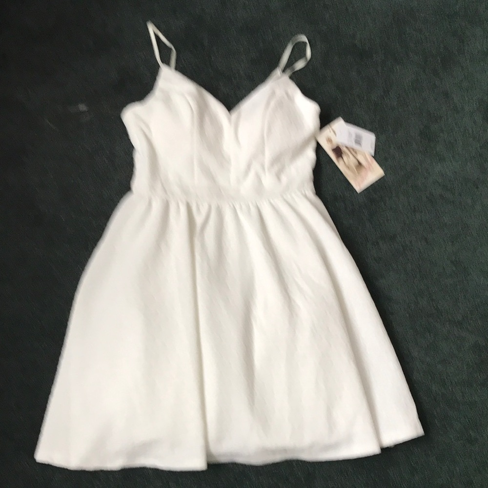 New Size 5 honey and Rosie white fit and flare spaghetti strap zipper dress